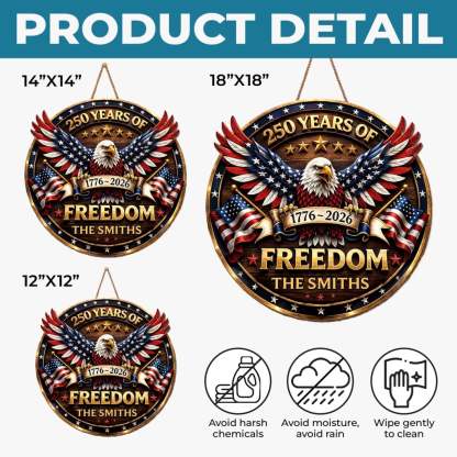 Custom Wood Sign - Personalized America 250th Anniversary Gifts For Mom, Dad, Brother, Sister, Kids - Proud Of Our Shared Story