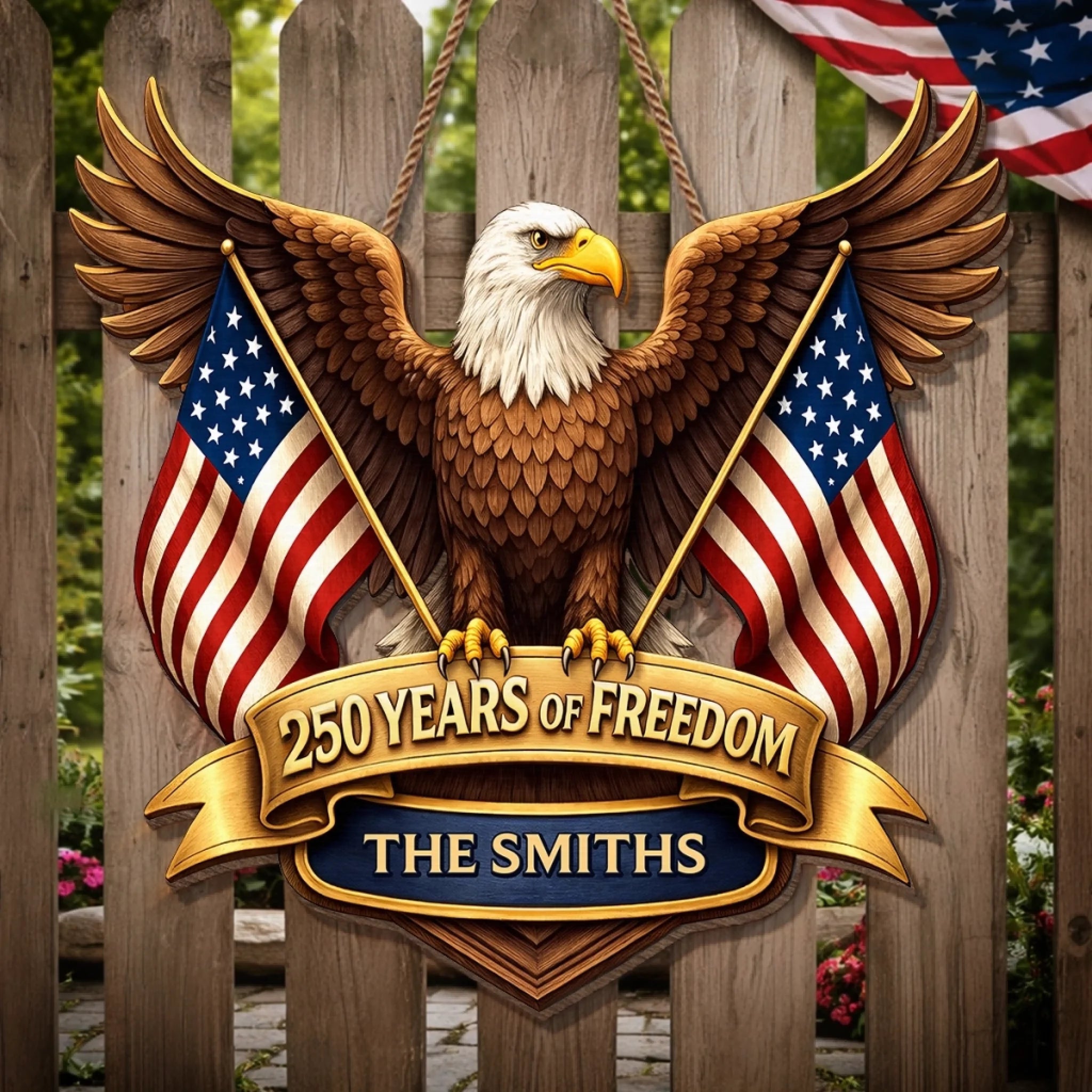 Custom Wood Sign - Personalized America 250th Anniversary Gifts For Mom, Dad, Brother, Sister, Kids - Where Brave Hearts Gather