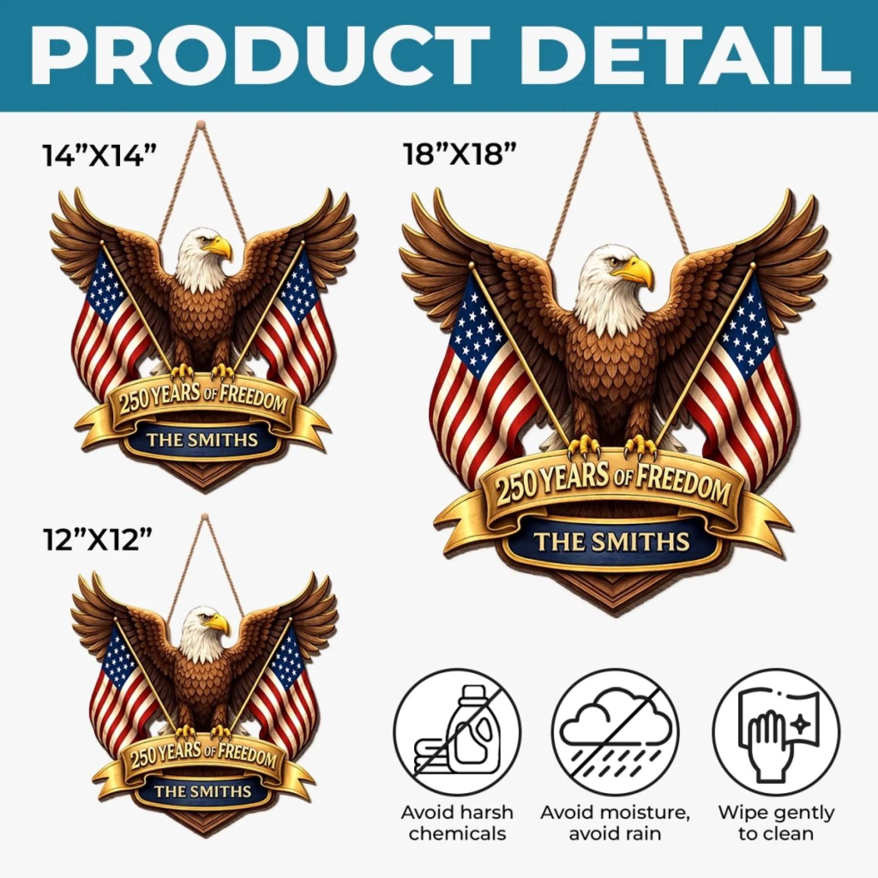 Custom Wood Sign - Personalized America 250th Anniversary Gifts For Mom, Dad, Brother, Sister, Kids - Where Brave Hearts Gather