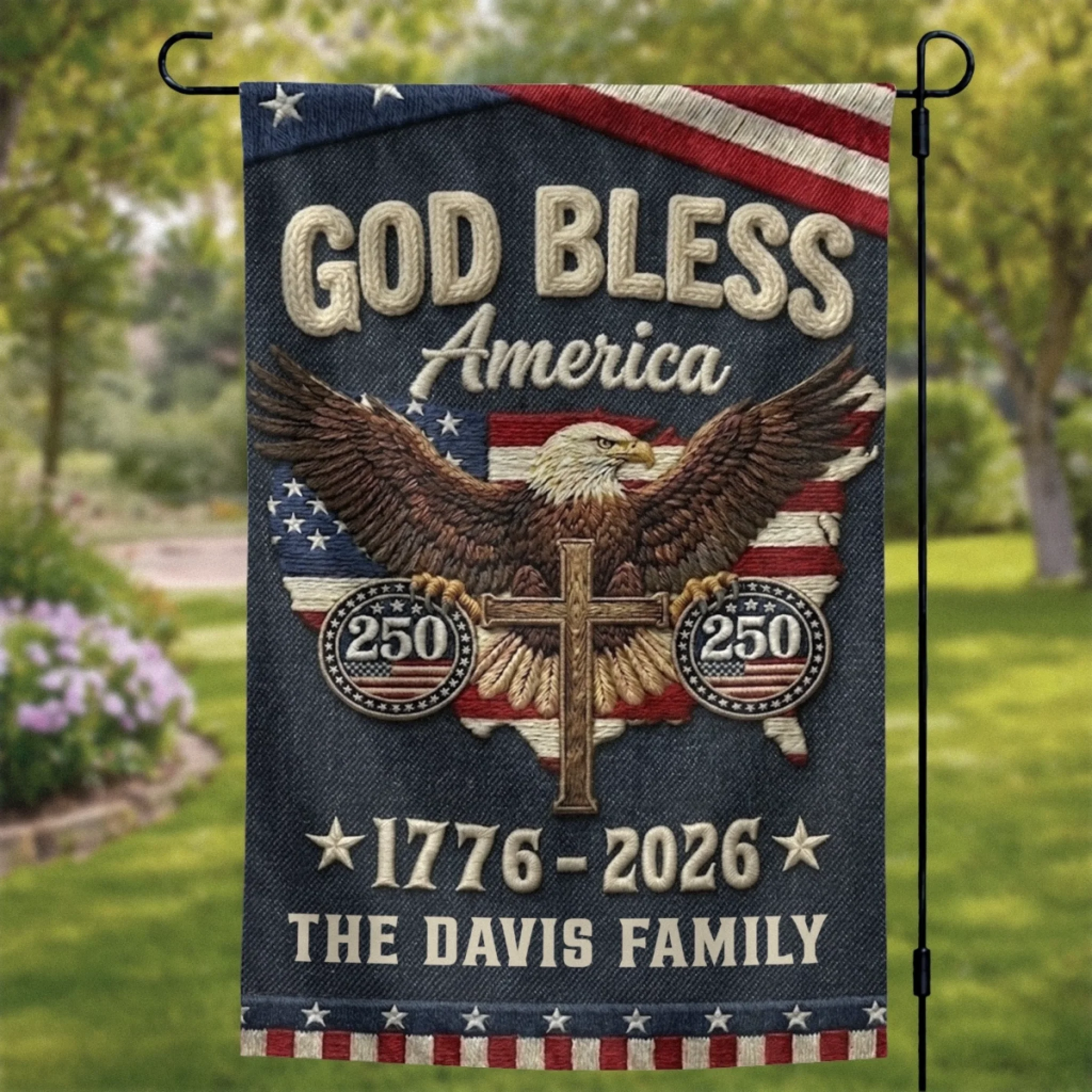 Custom Flag - Personalized America 250th Anniversary Gifts For Mom, Dad, Brother, Sister, Kids - Courage Built Our Future