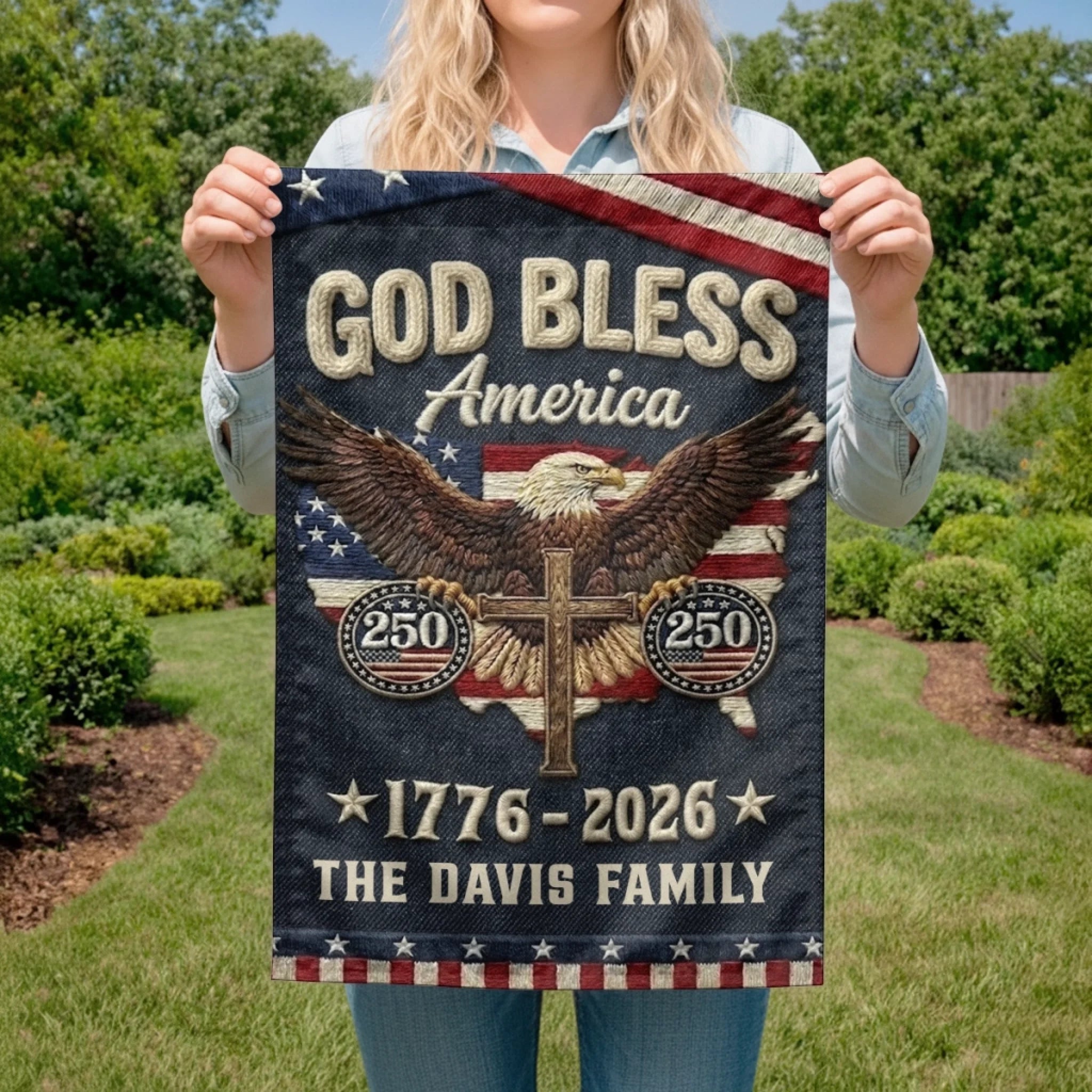 Custom Flag - Personalized America 250th Anniversary Gifts For Mom, Dad, Brother, Sister, Kids - Courage Built Our Future