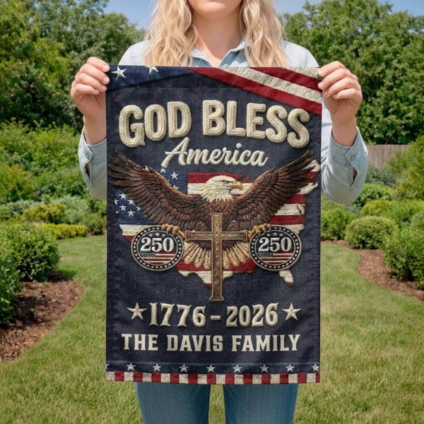 Custom Flag - Personalized America 250th Anniversary Gifts For Mom, Dad, Brother, Sister, Kids - Courage Built Our Future