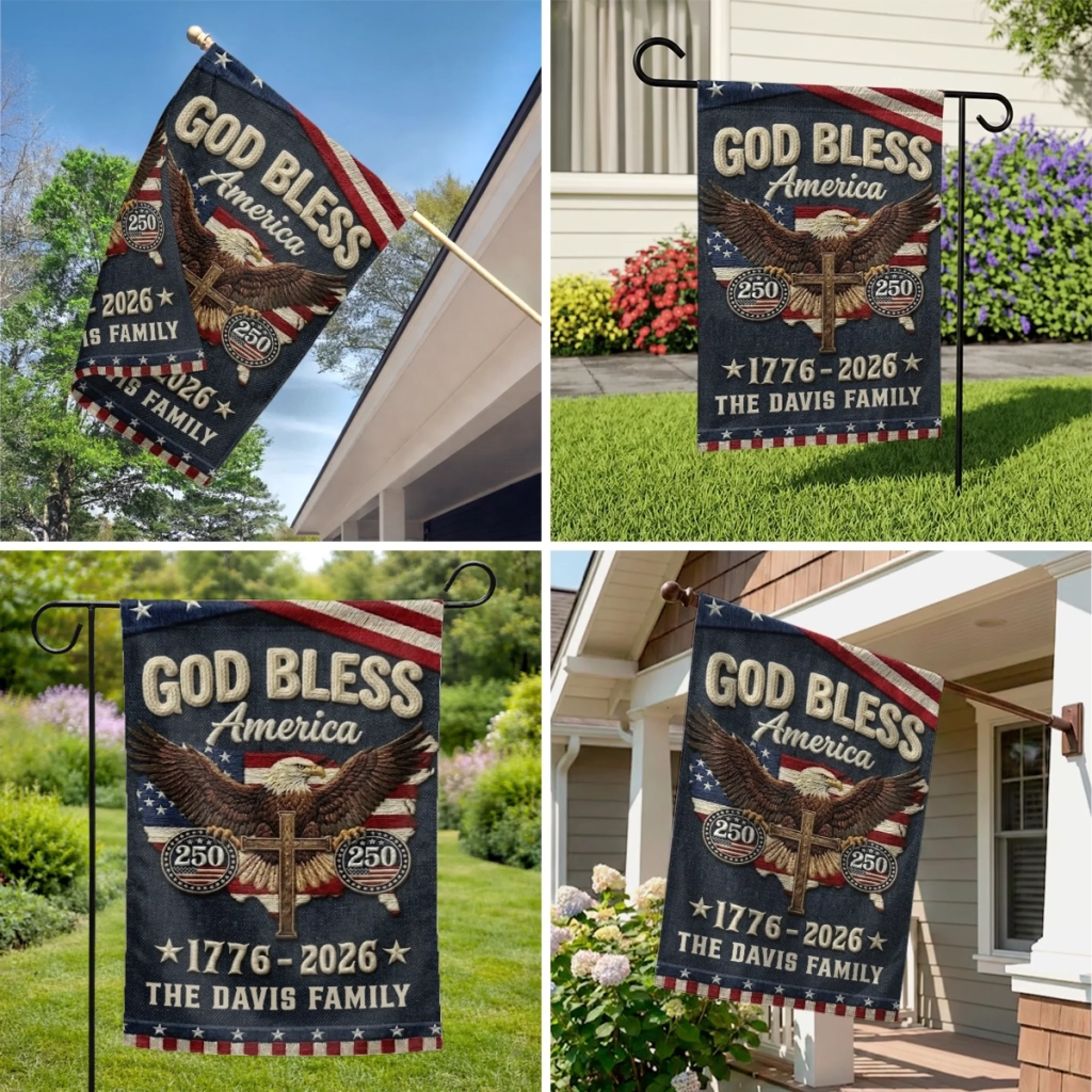 Custom Flag - Personalized America 250th Anniversary Gifts For Mom, Dad, Brother, Sister, Kids - Courage Built Our Future