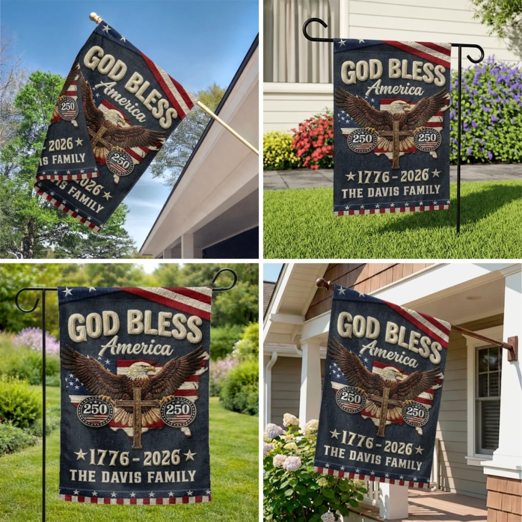 Custom Flag - Personalized America 250th Anniversary Gifts For Mom, Dad, Brother, Sister, Kids - Courage Built Our Future