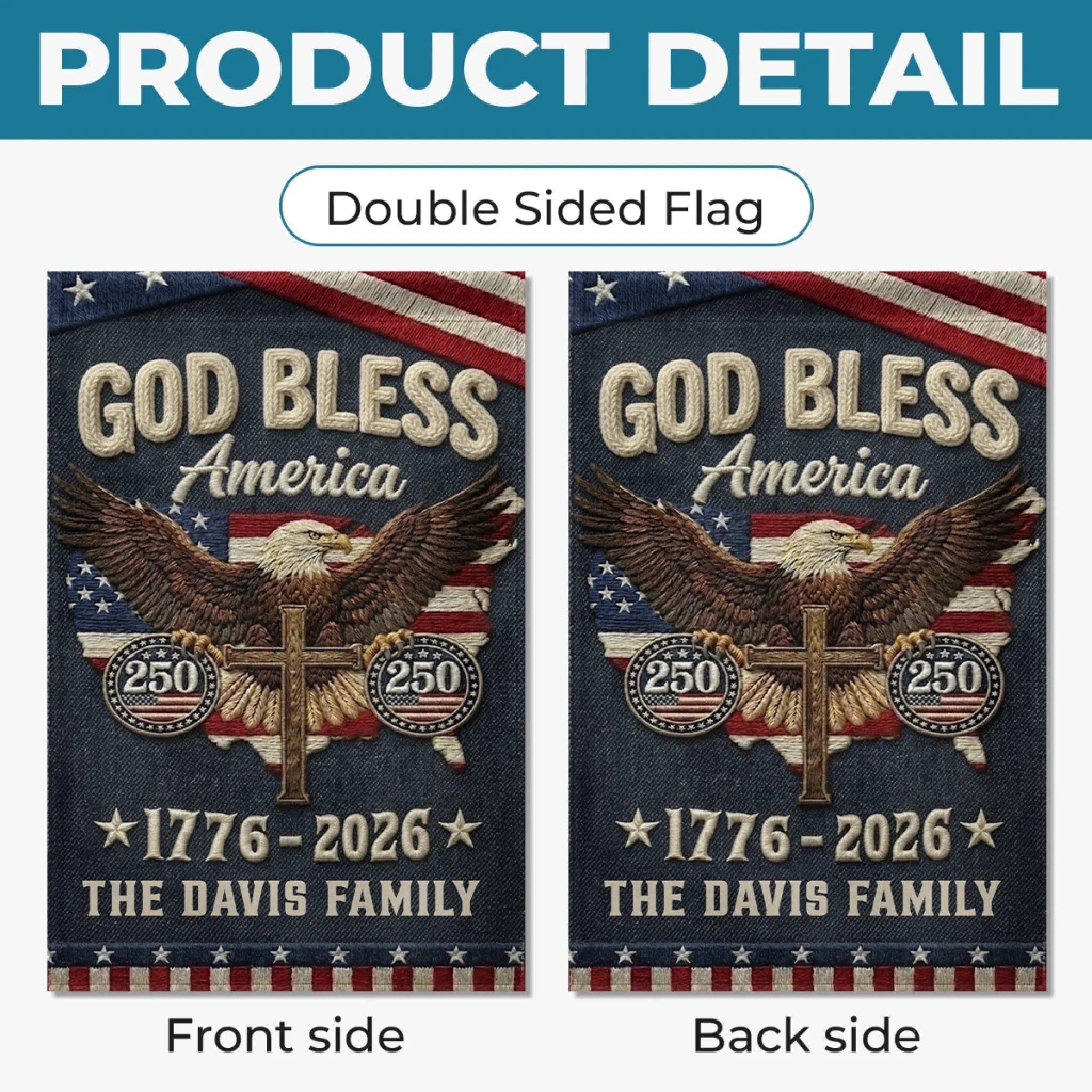 Custom Flag - Personalized America 250th Anniversary Gifts For Mom, Dad, Brother, Sister, Kids - Courage Built Our Future