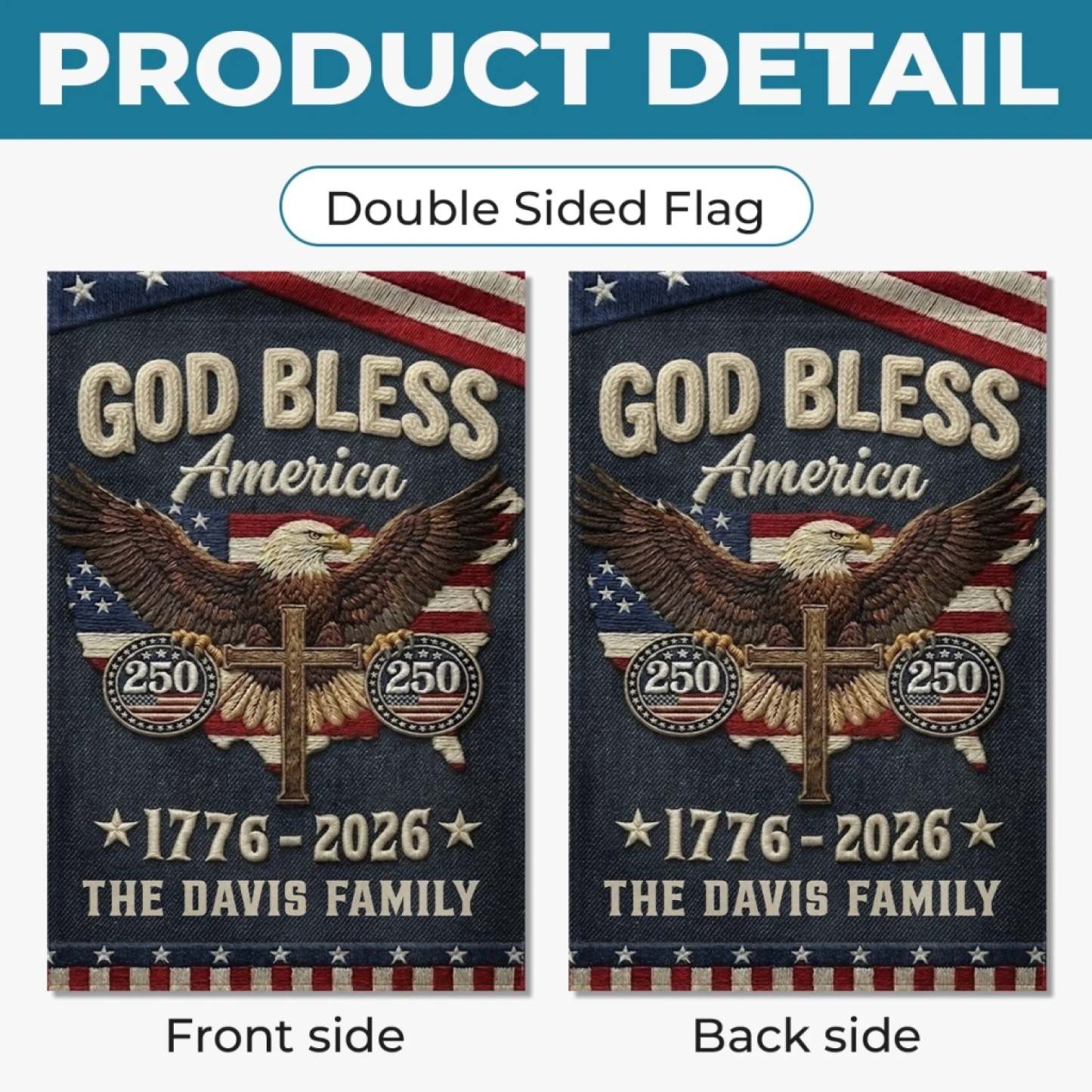 Custom Flag - Personalized America 250th Anniversary Gifts For Mom, Dad, Brother, Sister, Kids - Courage Built Our Future