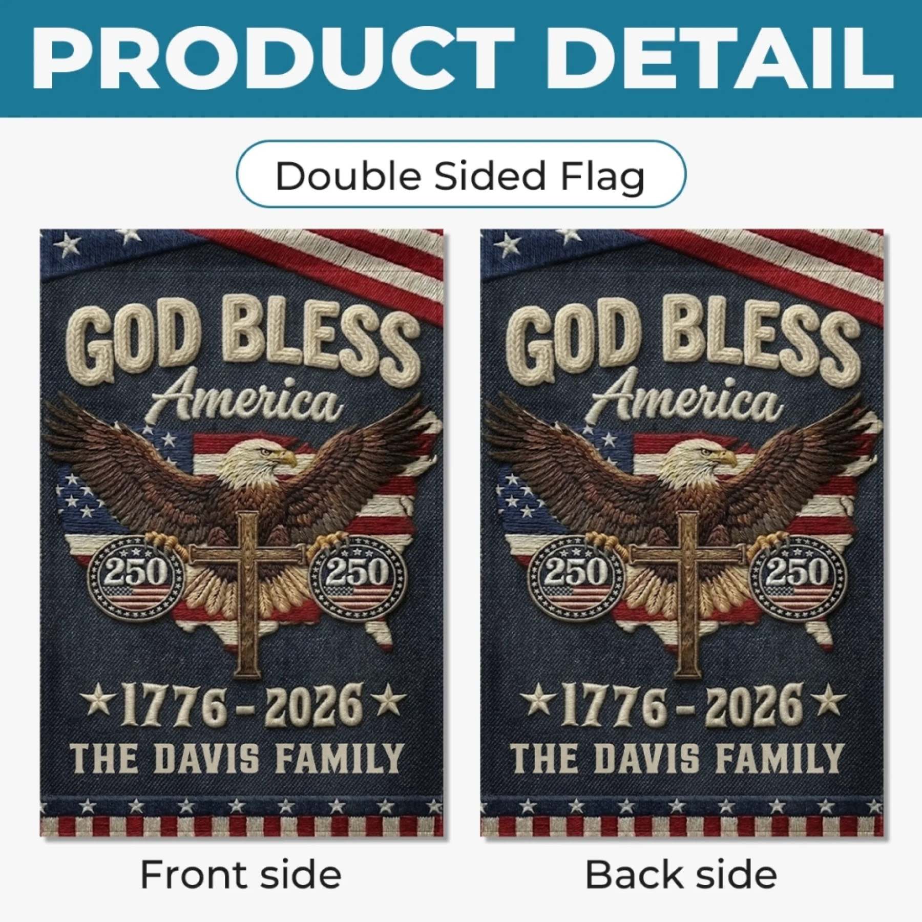 Custom Flag - Personalized America 250th Anniversary Gifts For Mom, Dad, Brother, Sister, Kids - Courage Built Our Future