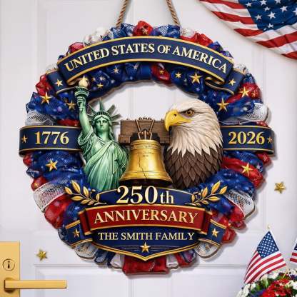 Custom Wood Sign - Personalized America 250th Anniversary Gifts For Mom, Dad, Brother, Sister, Kids - Freedom In Every Heart