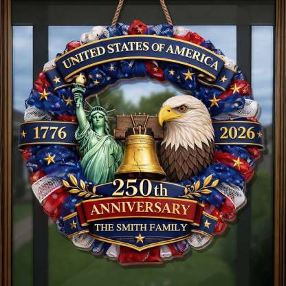 Custom Wood Sign - Personalized America 250th Anniversary Gifts For Mom, Dad, Brother, Sister, Kids - Freedom In Every Heart