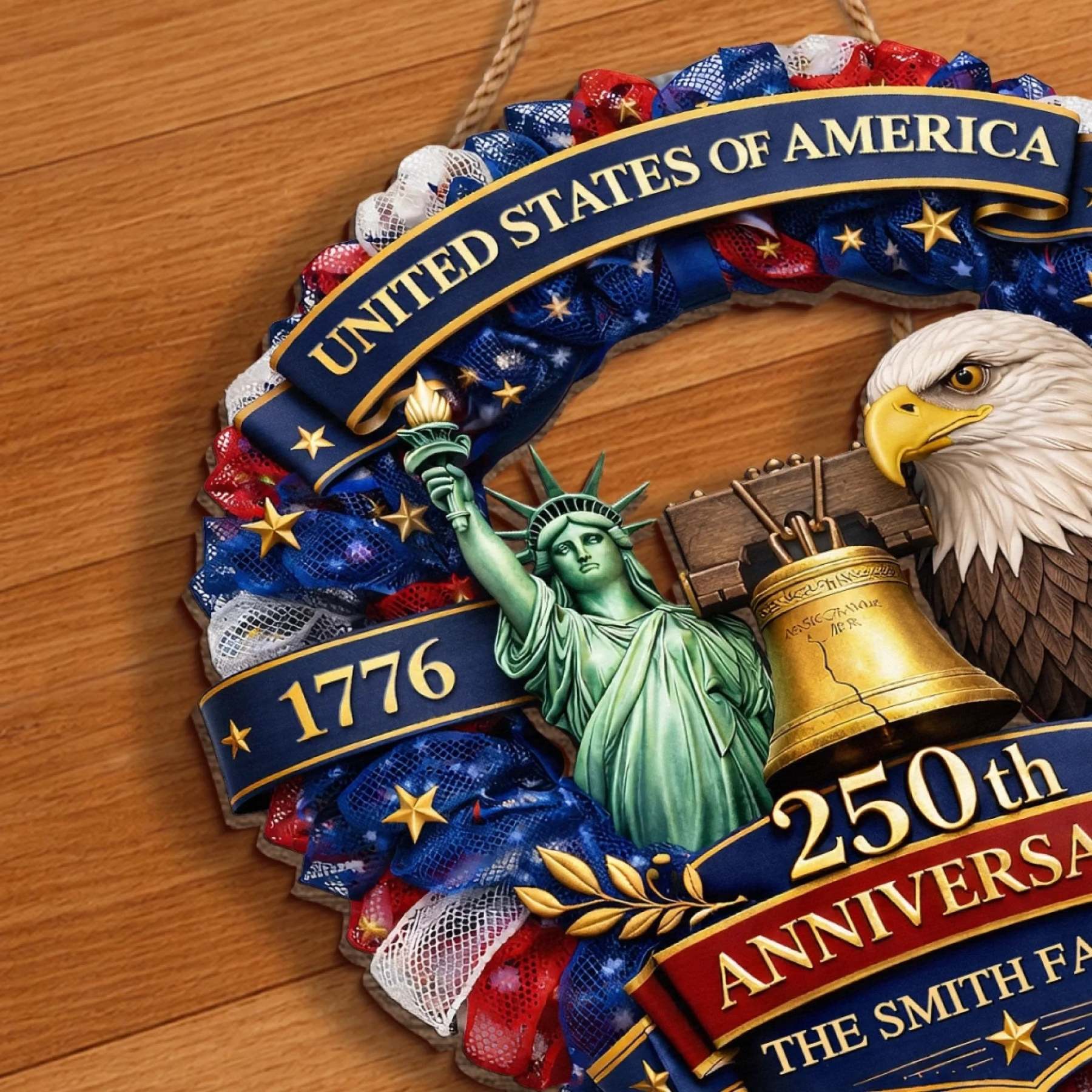 Custom Wood Sign - Personalized America 250th Anniversary Gifts For Mom, Dad, Brother, Sister, Kids - Freedom In Every Heart