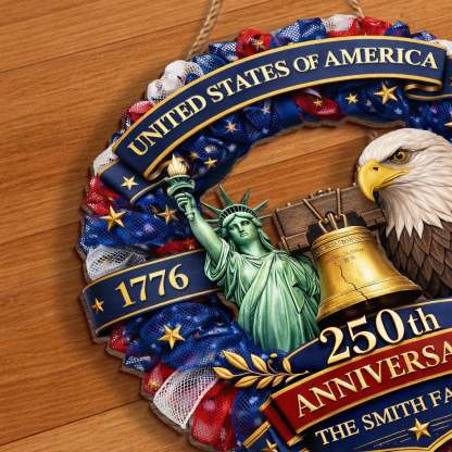 Custom Wood Sign - Personalized America 250th Anniversary Gifts For Mom, Dad, Brother, Sister, Kids - Freedom In Every Heart