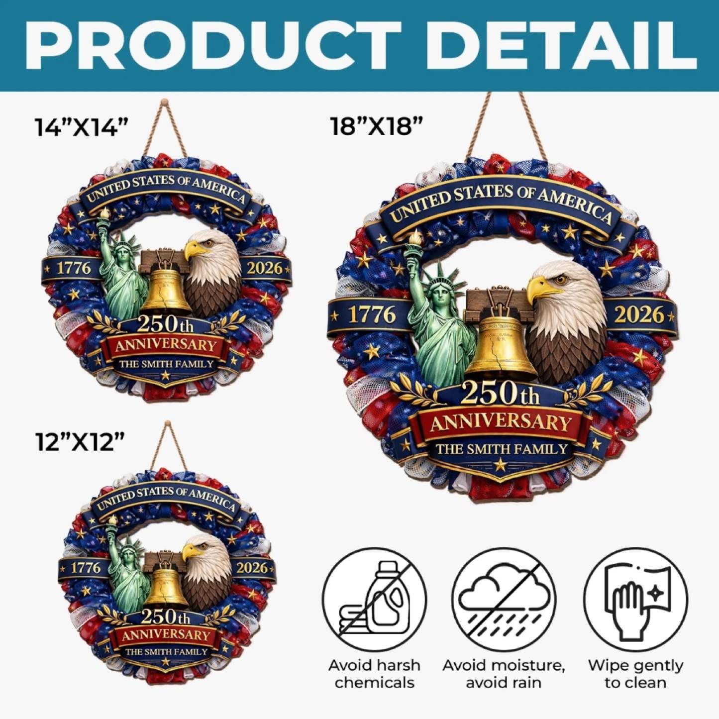 Custom Wood Sign - Personalized America 250th Anniversary Gifts For Mom, Dad, Brother, Sister, Kids - Freedom In Every Heart