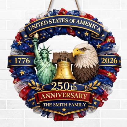 Custom Wood Sign - Personalized America 250th Anniversary Gifts For Mom, Dad, Brother, Sister, Kids - Freedom In Every Heart