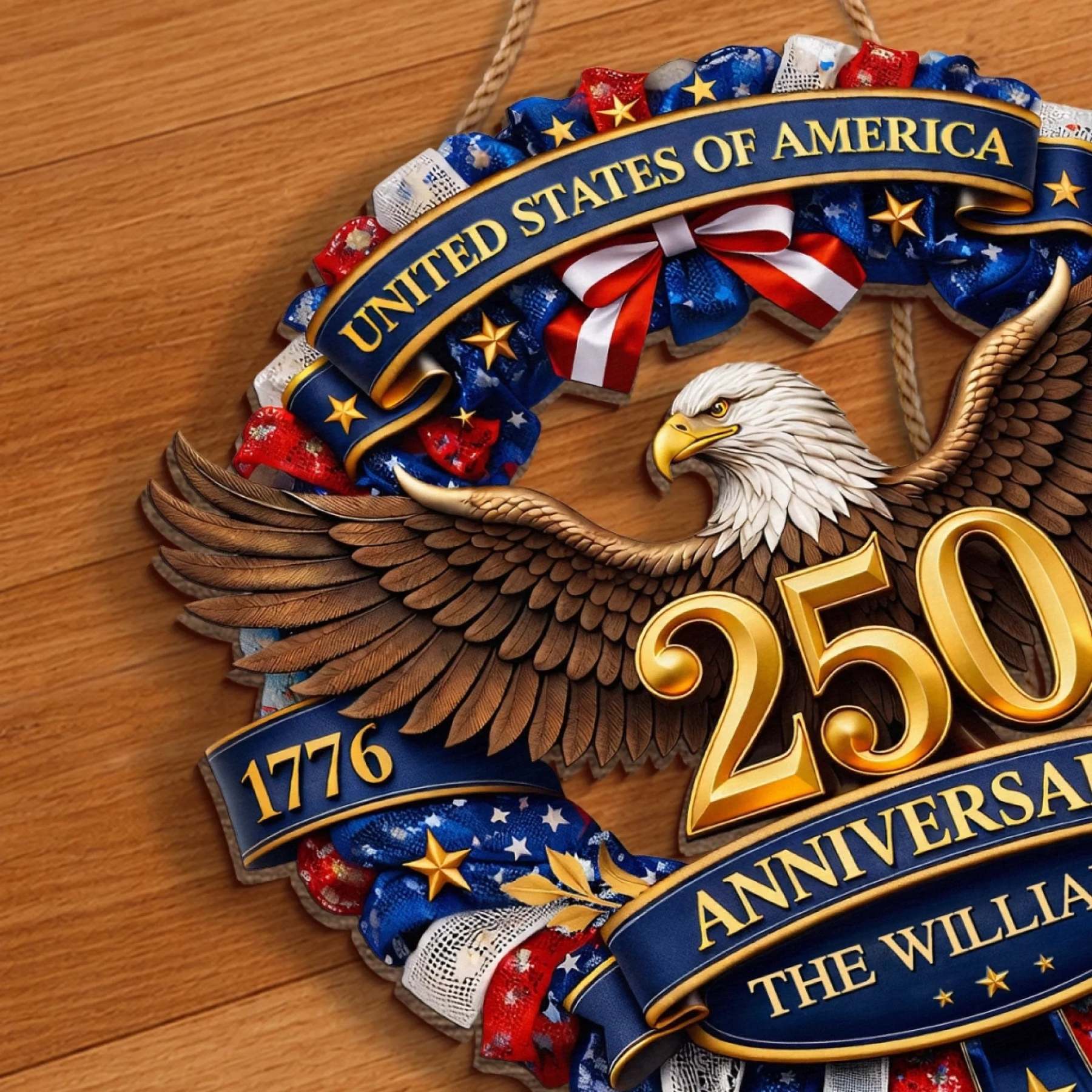 Custom Wood Sign - Personalized America 250th Anniversary Gifts For Mom, Dad, Brother, Sister, Kids - Strength Forged Through Time