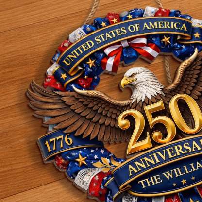 Custom Wood Sign - Personalized America 250th Anniversary Gifts For Mom, Dad, Brother, Sister, Kids - Strength Forged Through Time