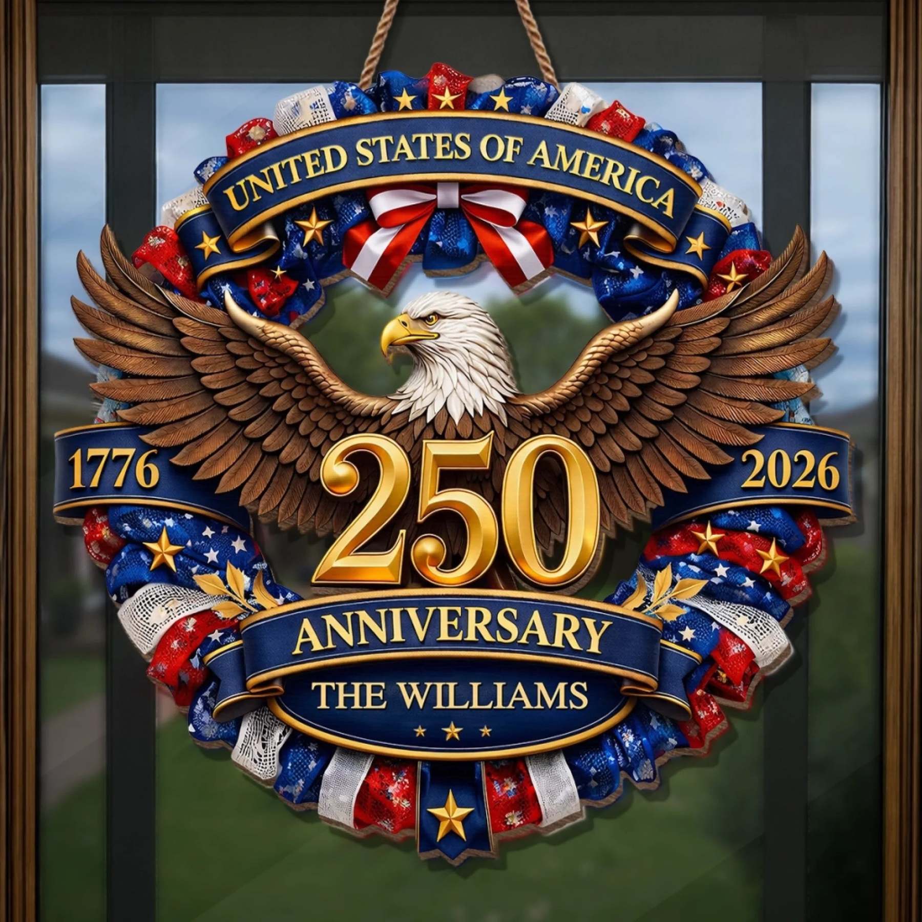 Custom Wood Sign - Personalized America 250th Anniversary Gifts For Mom, Dad, Brother, Sister, Kids - Strength Forged Through Time