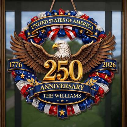 Custom Wood Sign - Personalized America 250th Anniversary Gifts For Mom, Dad, Brother, Sister, Kids - Strength Forged Through Time