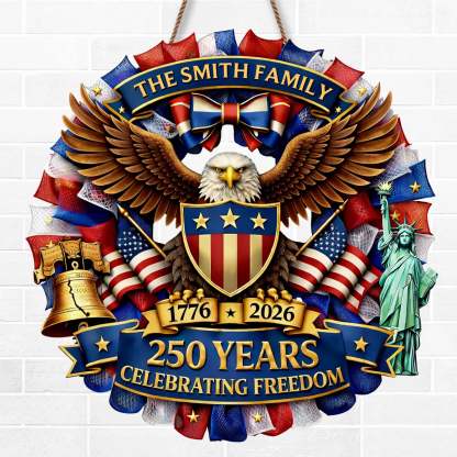 Custom Wood Sign - Personalized America 250th Anniversary Gifts For Mom, Dad, Brother, Sister, Kids - Together In Proud Unity