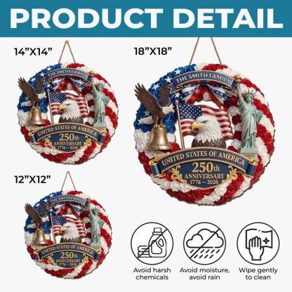 Custom Wood Sign - Personalized America 250th Anniversary Gifts For Mom, Dad, Brother, Sister, Kids - Proud American Family