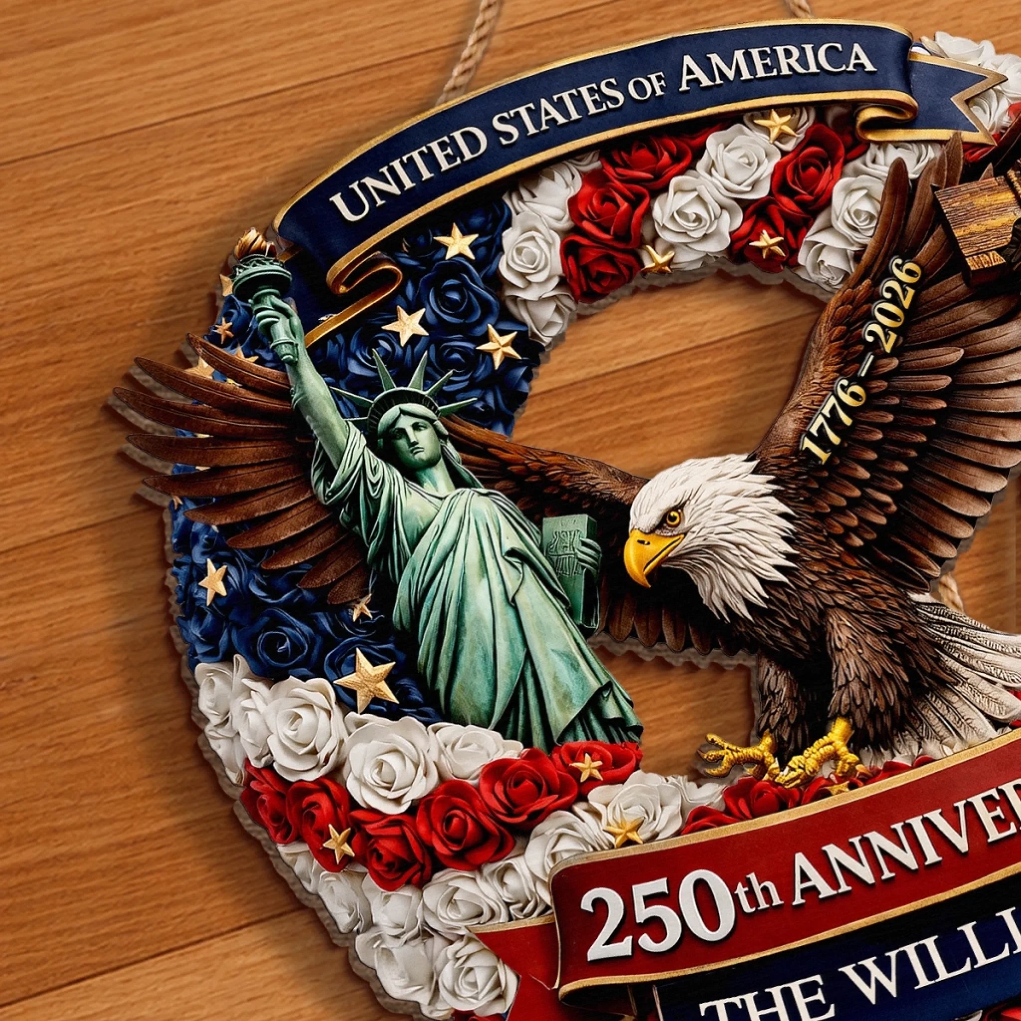 Custom Wood Sign - Personalized America 250th Anniversary Gifts For Mom, Dad, Brother, Sister, Kids - Freedom Lives In Us