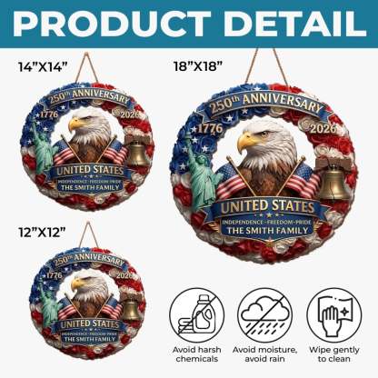 Custom Wood Sign - Personalized America 250th Anniversary Gifts For Mom, Dad, Brother, Sister, Kids - Born Free Living Proud