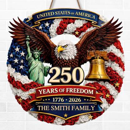 Custom Wood Sign - Personalized America 250th Anniversary Gifts For Mom, Dad, Brother, Sister, Kids - Proud Hearts Rise Together