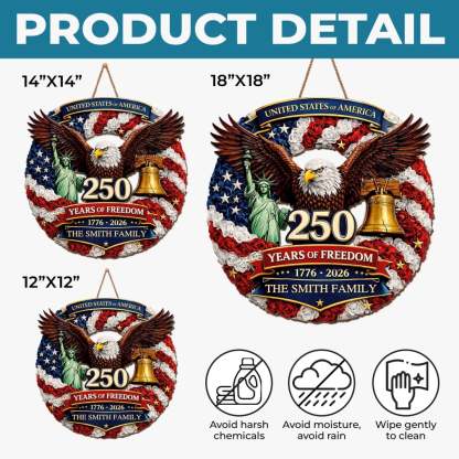 Custom Wood Sign - Personalized America 250th Anniversary Gifts For Mom, Dad, Brother, Sister, Kids - Proud Hearts Rise Together