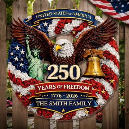 Custom Wood Sign - Personalized America 250th Anniversary Gifts For Mom, Dad, Brother, Sister, Kids - Proud Hearts Rise Together