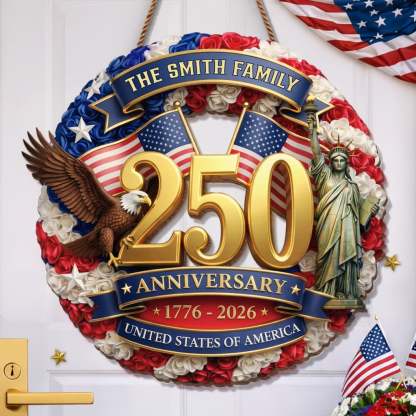 Custom Wood Sign - Personalized America 250th Anniversary Gifts For Mom, Dad, Brother, Sister, Kids - Built On Courage And Hope