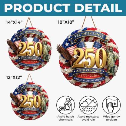 Custom Wood Sign - Personalized America 250th Anniversary Gifts For Mom, Dad, Brother, Sister, Kids - Built On Courage And Hope