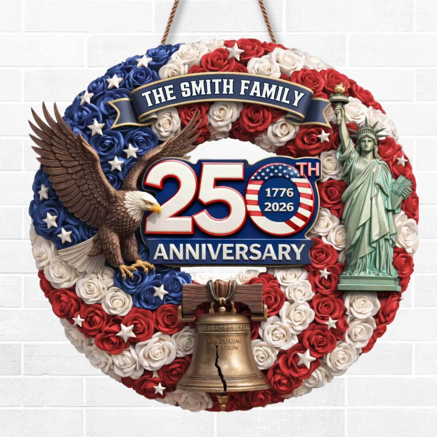 Custom Wood Sign - Personalized America 250th Anniversary Gifts For Mom, Dad, Brother, Sister, Kids - Unity Makes Us Strong