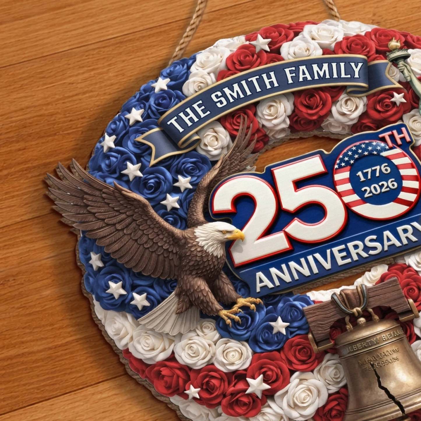 Custom Wood Sign - Personalized America 250th Anniversary Gifts For Mom, Dad, Brother, Sister, Kids - Unity Makes Us Strong