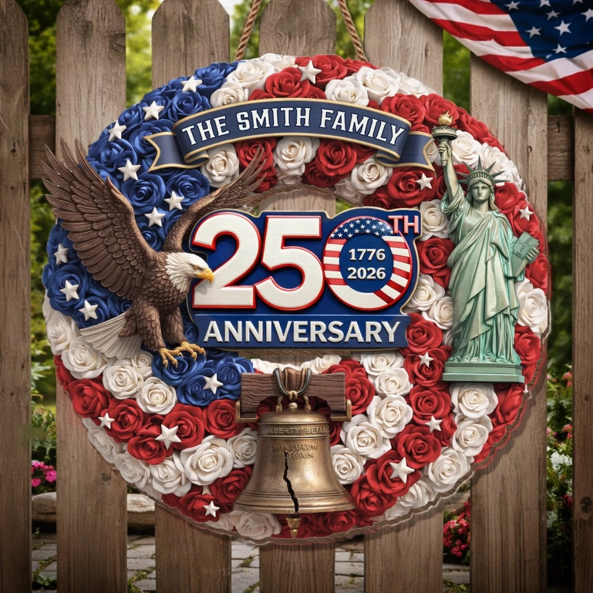 Custom Wood Sign - Personalized America 250th Anniversary Gifts For Mom, Dad, Brother, Sister, Kids - Unity Makes Us Strong