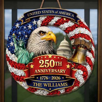 Custom Wood Sign - Personalized America 250th Anniversary Gifts For Mom, Dad, Brother, Sister, Kids - Freedom Looks Good On Us