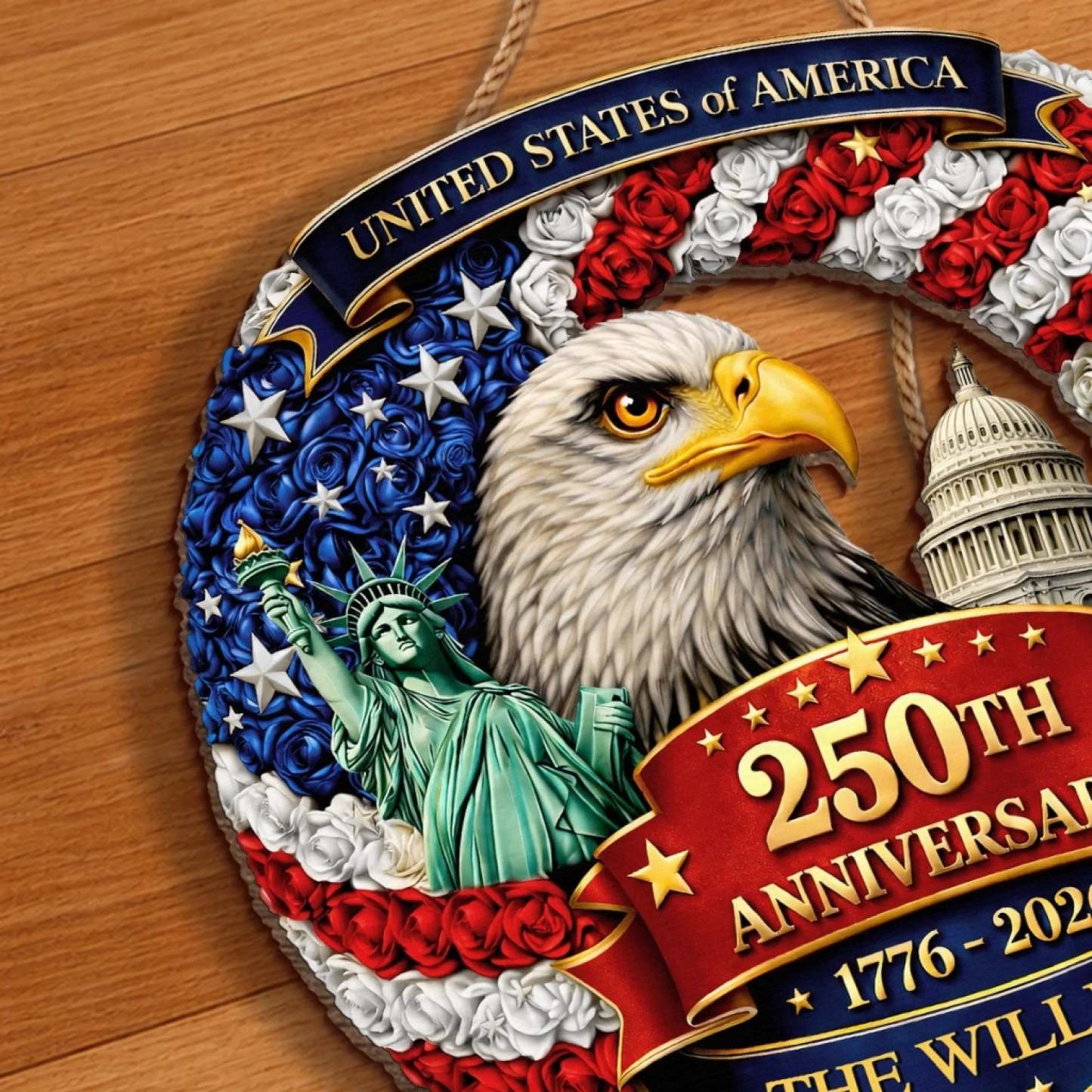 Custom Wood Sign - Personalized America 250th Anniversary Gifts For Mom, Dad, Brother, Sister, Kids - Freedom Looks Good On Us