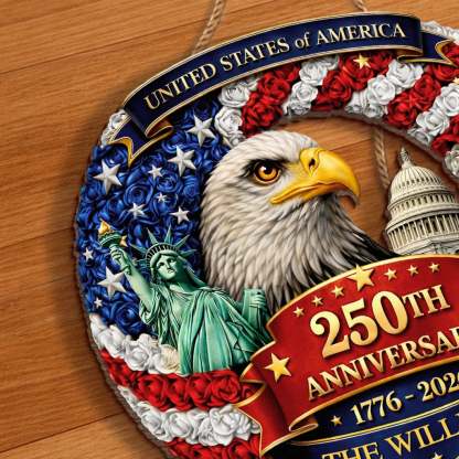 Custom Wood Sign - Personalized America 250th Anniversary Gifts For Mom, Dad, Brother, Sister, Kids - Freedom Looks Good On Us