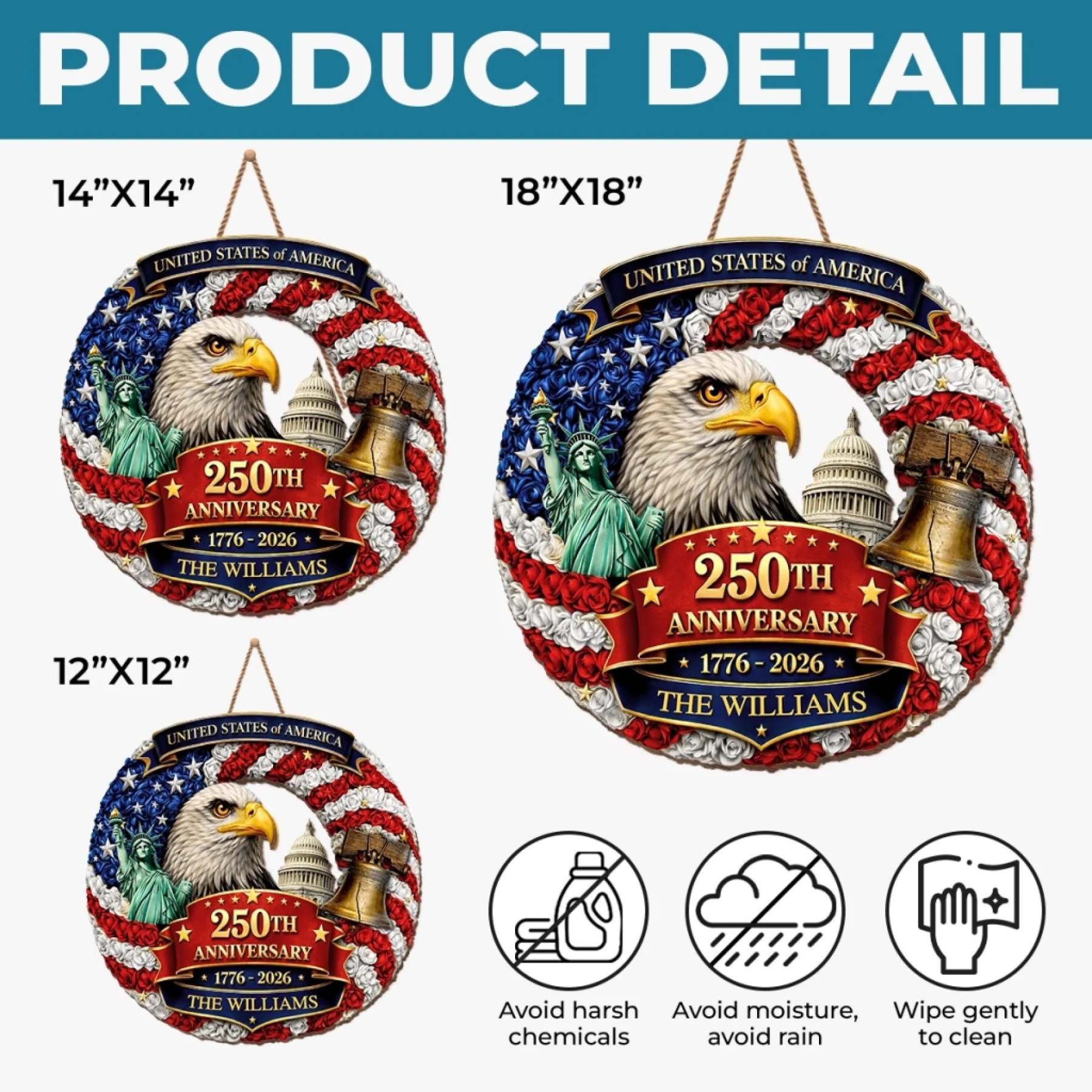 Custom Wood Sign - Personalized America 250th Anniversary Gifts For Mom, Dad, Brother, Sister, Kids - Freedom Looks Good On Us