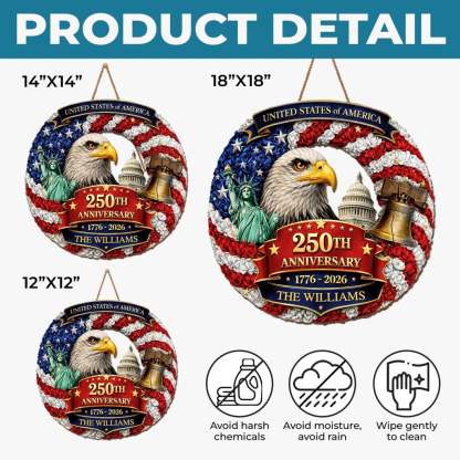 Custom Wood Sign - Personalized America 250th Anniversary Gifts For Mom, Dad, Brother, Sister, Kids - Freedom Looks Good On Us