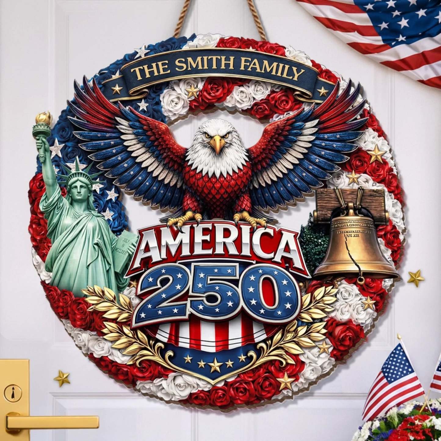 Custom Wood Sign - Personalized America 250th Anniversary Gifts For Mom, Dad, Brother, Sister, Kids - Honor The Spirit Within