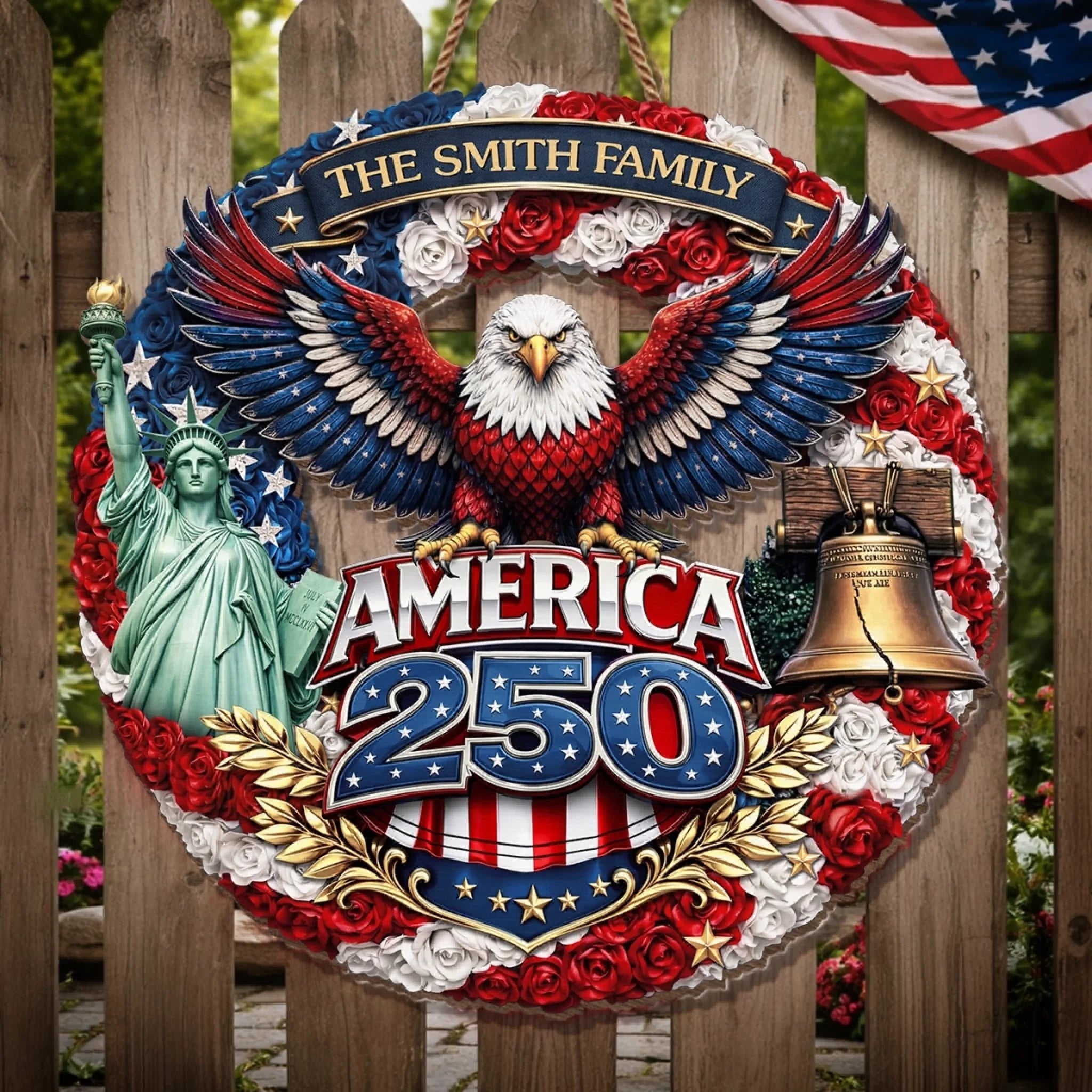 Custom Wood Sign - Personalized America 250th Anniversary Gifts For Mom, Dad, Brother, Sister, Kids - Honor The Spirit Within
