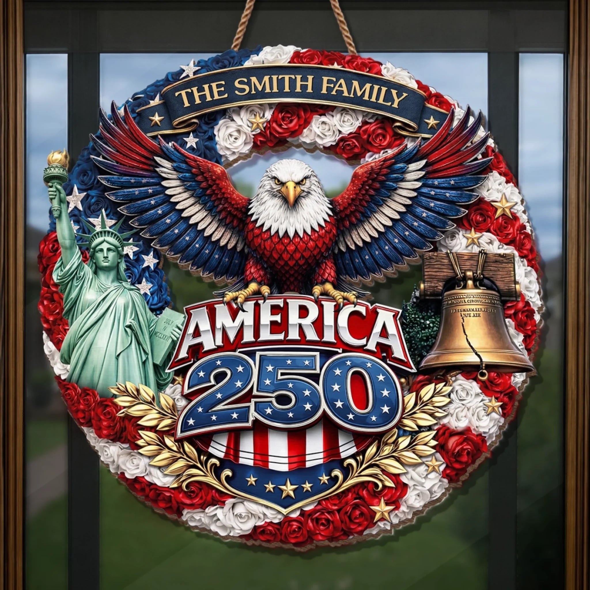 Custom Wood Sign - Personalized America 250th Anniversary Gifts For Mom, Dad, Brother, Sister, Kids - Honor The Spirit Within