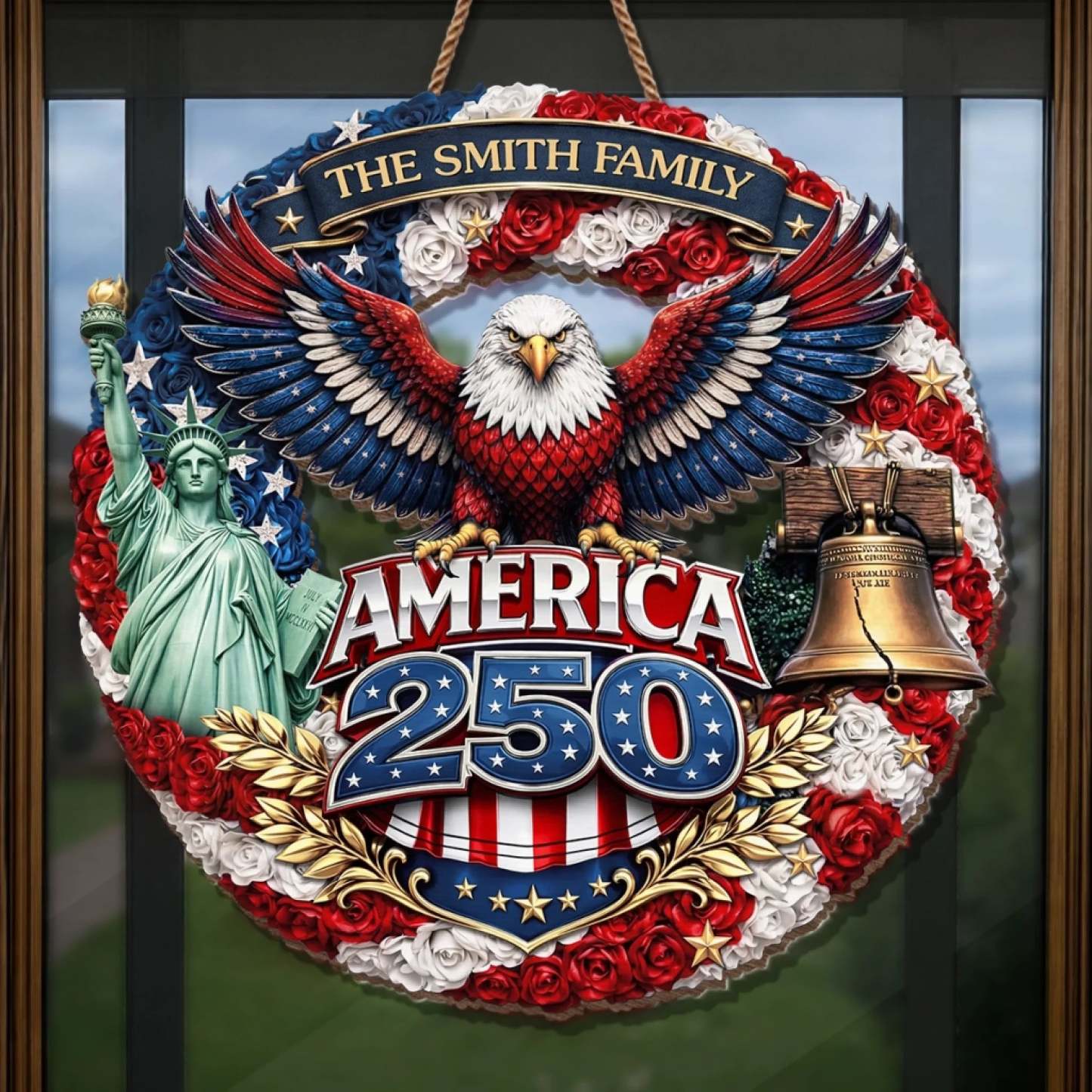 Custom Wood Sign - Personalized America 250th Anniversary Gifts For Mom, Dad, Brother, Sister, Kids - Honor The Spirit Within