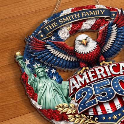 Custom Wood Sign - Personalized America 250th Anniversary Gifts For Mom, Dad, Brother, Sister, Kids - Honor The Spirit Within