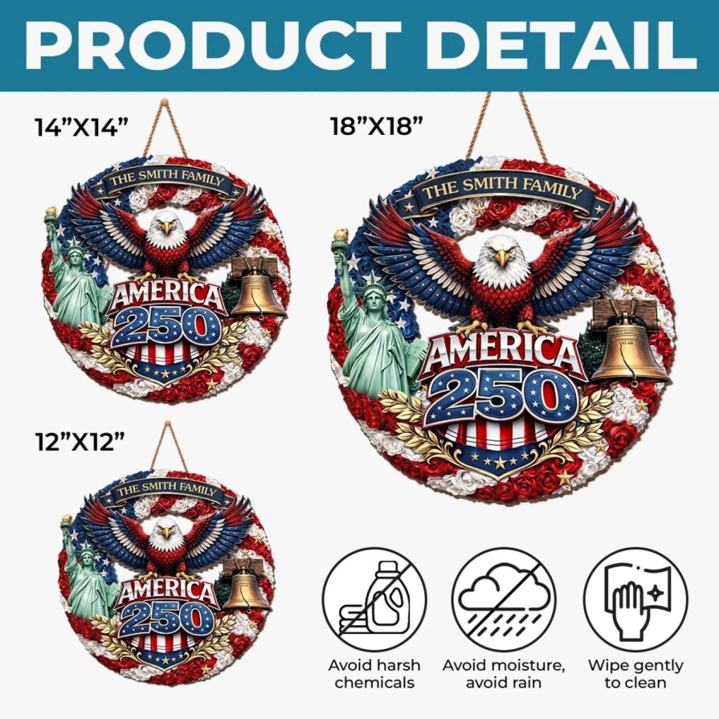 Custom Wood Sign - Personalized America 250th Anniversary Gifts For Mom, Dad, Brother, Sister, Kids - Honor The Spirit Within