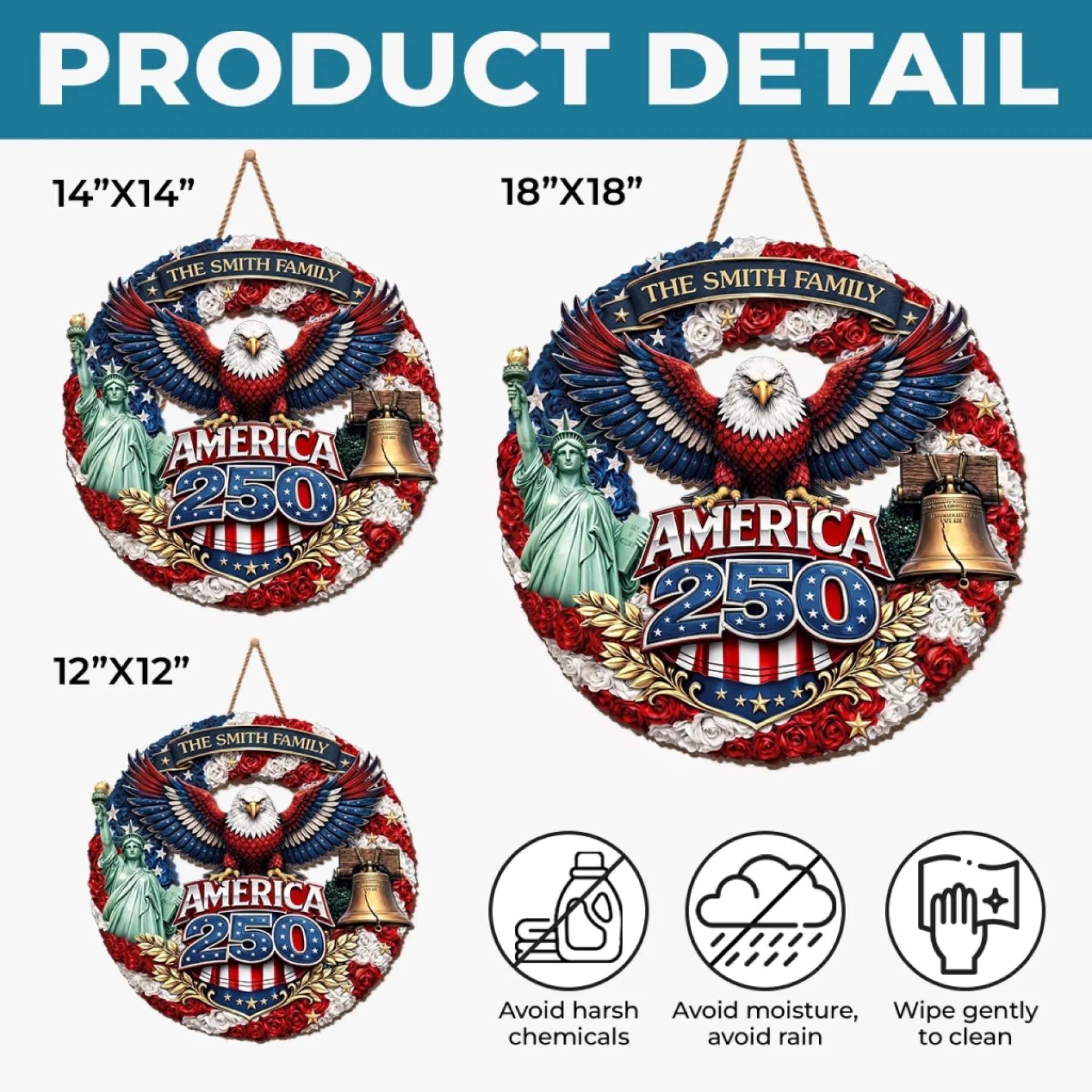 Custom Wood Sign - Personalized America 250th Anniversary Gifts For Mom, Dad, Brother, Sister, Kids - Honor The Spirit Within