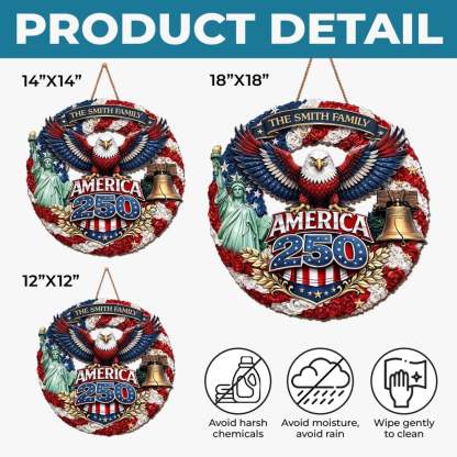 Custom Wood Sign - Personalized America 250th Anniversary Gifts For Mom, Dad, Brother, Sister, Kids - Honor The Spirit Within