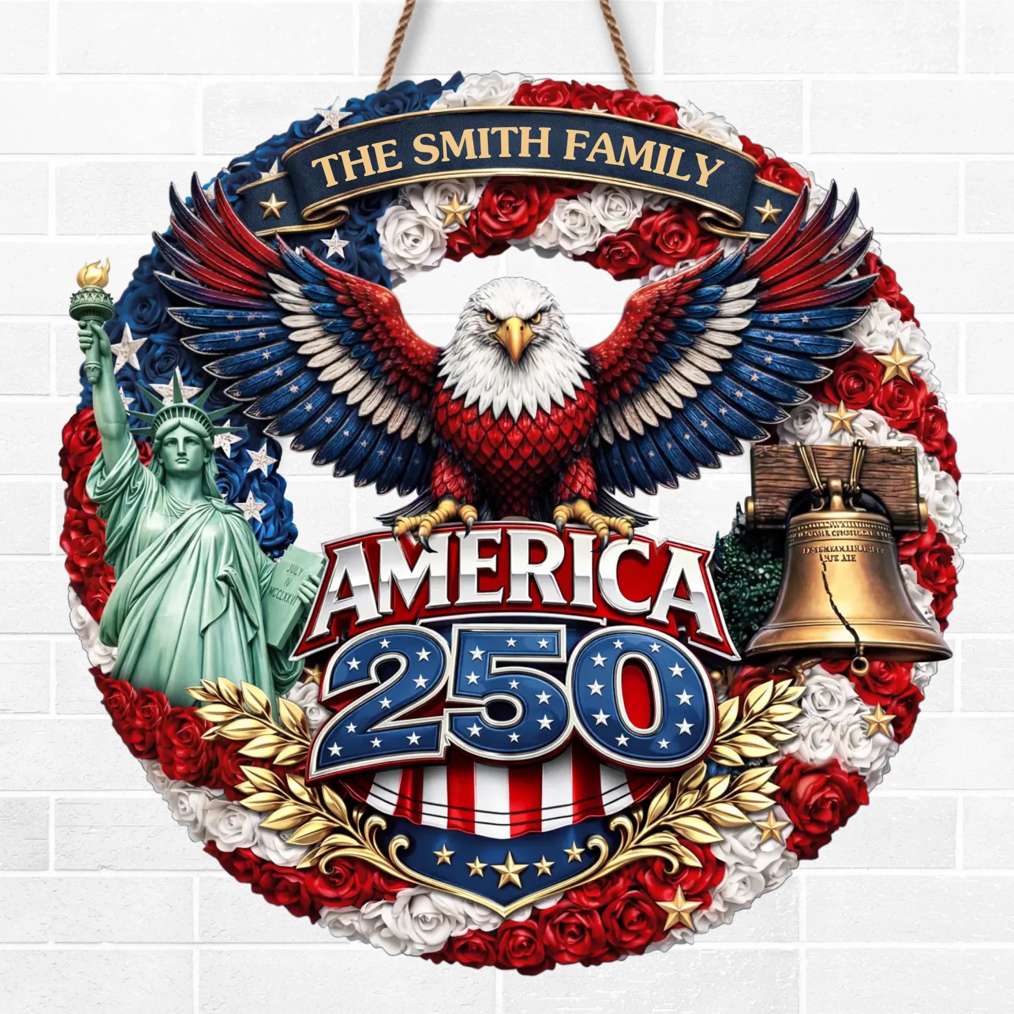 Custom Wood Sign - Personalized America 250th Anniversary Gifts For Mom, Dad, Brother, Sister, Kids - Honor The Spirit Within