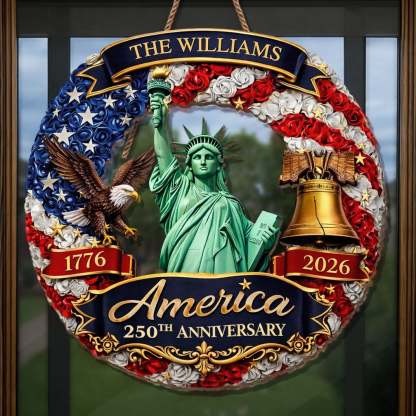 Custom Wood Sign - Personalized America 250th Anniversary Gifts For Mom, Dad, Brother, Sister, Kids - United In Freedom Since 1776