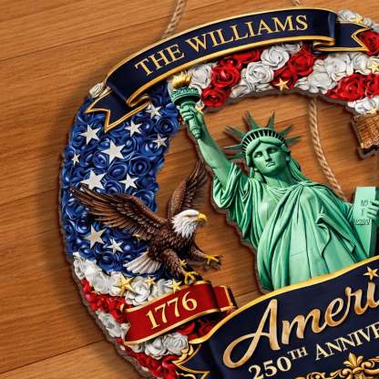 Custom Wood Sign - Personalized America 250th Anniversary Gifts For Mom, Dad, Brother, Sister, Kids - United In Freedom Since 1776