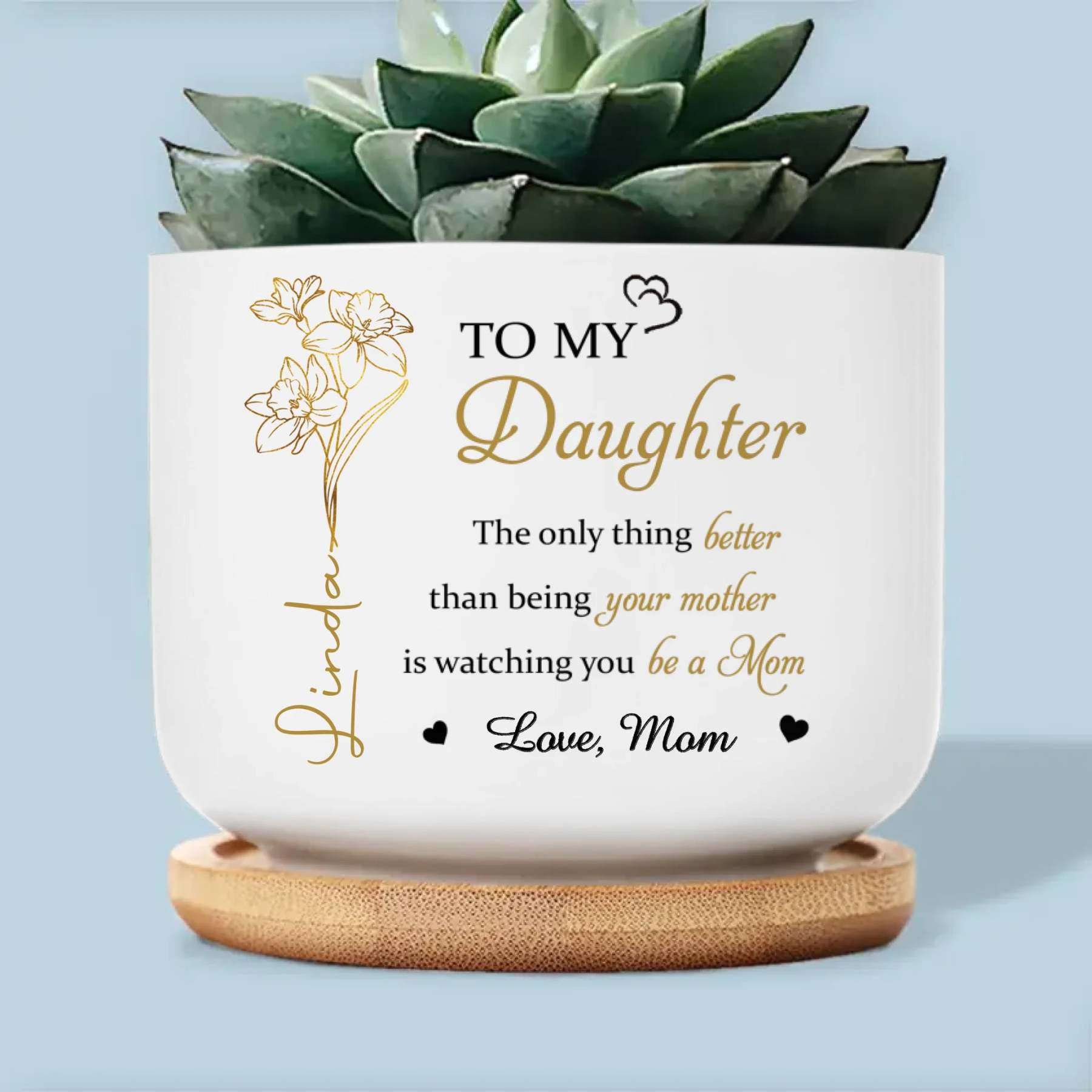 From My Heart To Yours - Family Personalized Custom Home Decor Ceramic Plant Pot - Mother's Day, House Warming Gift For Mom, Daughter